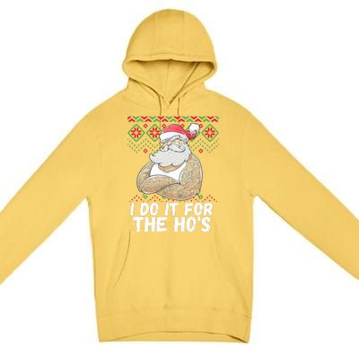 I Do It For The Hos Funny Inappropriate Christmas Santa Premium Pullover Hoodie