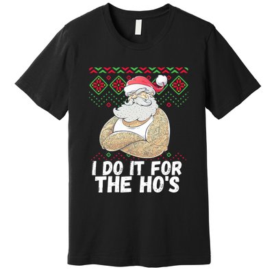 I Do It For The Hos Funny Inappropriate Christmas Santa Premium T-Shirt