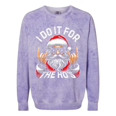 I Do It For The Hos Funny Inappropriate Christmas Santa Colorblast Crewneck Sweatshirt