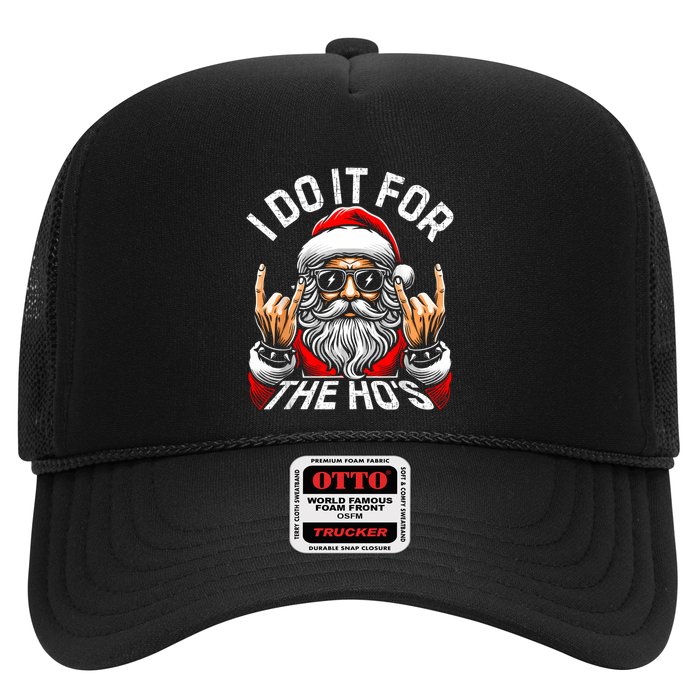 I Do It For The Hos Funny Inappropriate Christmas Santa Trucker Hat