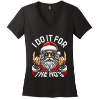 I Do It For The Hos Funny Inappropriate Christmas Santa Women's V-Neck T-Shirt