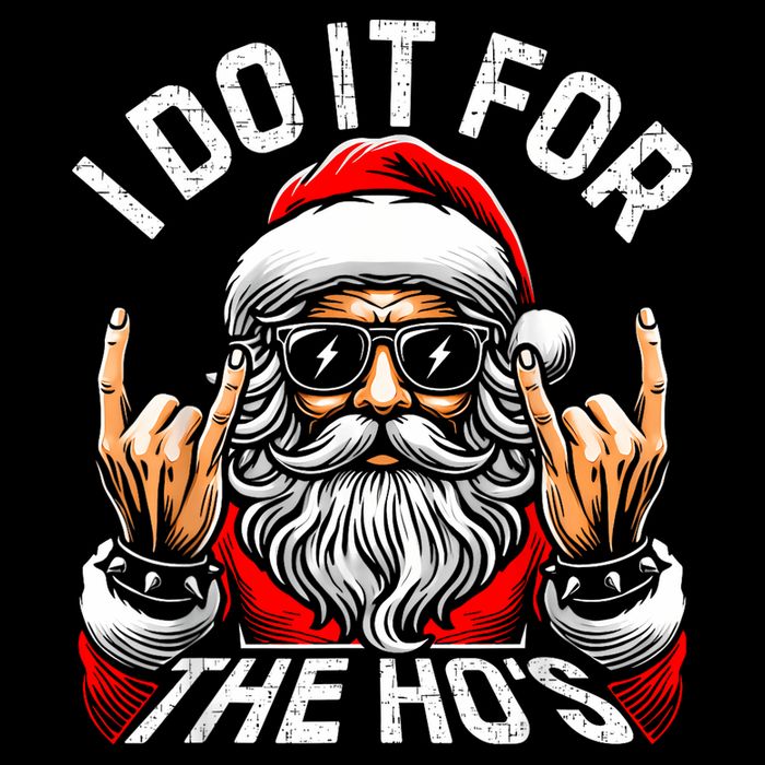 I Do It For The Hos Funny Inappropriate Christmas Santa Women's V-Neck T-Shirt
