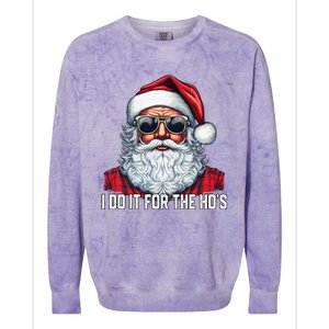 I Do It For The Hos Santa Christmas 2023 Funny Long Sleeve Colorblast Crewneck Sweatshirt