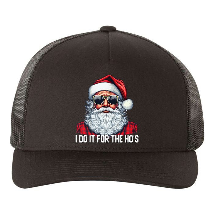 I Do It For The Hos Santa Christmas 2023 Funny Long Sleeve Yupoong Adult 5-Panel Trucker Hat