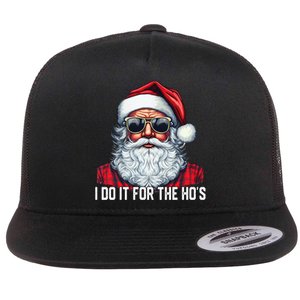 I Do It For The Hos Santa Christmas 2023 Funny Long Sleeve Flat Bill Trucker Hat