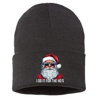 I Do It For The Hos Santa Christmas 2023 Funny Long Sleeve Sustainable Knit Beanie