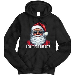 I Do It For The Hos Santa Christmas 2023 Funny Long Sleeve Tie Dye Hoodie