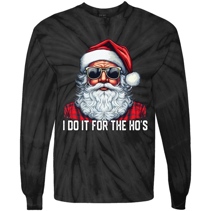 I Do It For The Hos Santa Christmas 2023 Funny Long Sleeve Tie-Dye Long Sleeve Shirt