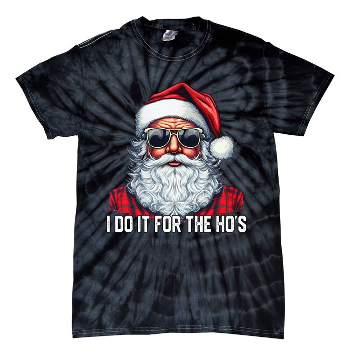 I Do It For The Hos Santa Christmas 2023 Funny Long Sleeve Tie-Dye T-Shirt