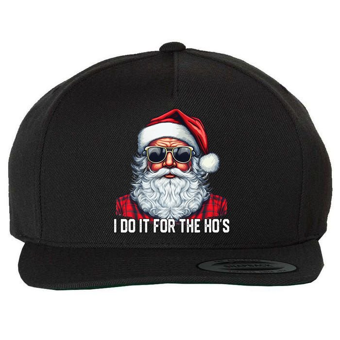 I Do It For The Hos Santa Christmas 2023 Funny Long Sleeve Wool Snapback Cap