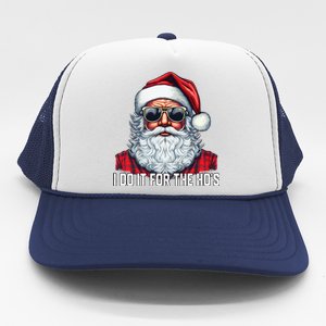 I Do It For The Hos Santa Christmas 2023 Funny Long Sleeve Trucker Hat