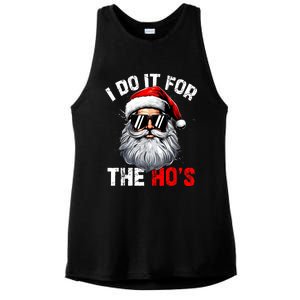 I Do It For The Hos Funny Inappropriate Christmas Santa Face Ladies PosiCharge Tri-Blend Wicking Tank