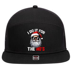 I Do It For The Hos Funny Inappropriate Christmas Santa Face 7 Panel Mesh Trucker Snapback Hat