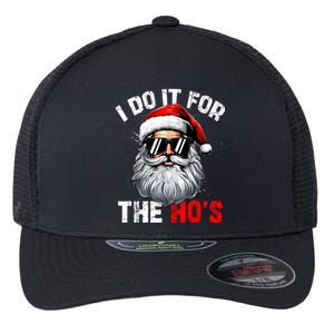 I Do It For The Hos Funny Inappropriate Christmas Santa Face Flexfit Unipanel Trucker Cap