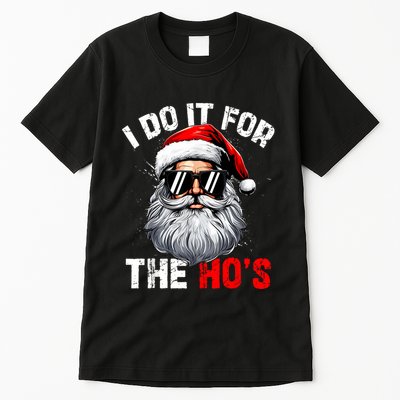 I Do It For The Hos Funny Inappropriate Christmas Santa Face Tall T-Shirt