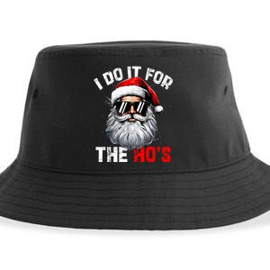 I Do It For The Hos Funny Inappropriate Christmas Santa Face Sustainable Bucket Hat