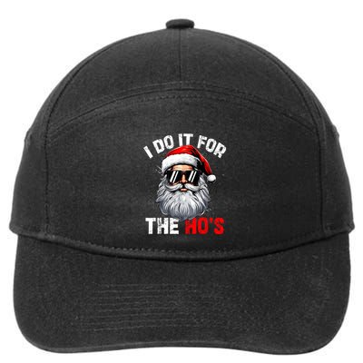 I Do It For The Hos Funny Inappropriate Christmas Santa Face 7-Panel Snapback Hat