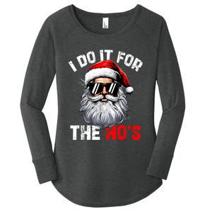 I Do It For The Hos Funny Inappropriate Christmas Santa Face Women's Perfect Tri Tunic Long Sleeve Shirt