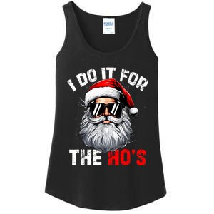 I Do It For The Hos Funny Inappropriate Christmas Santa Face Ladies Essential Tank