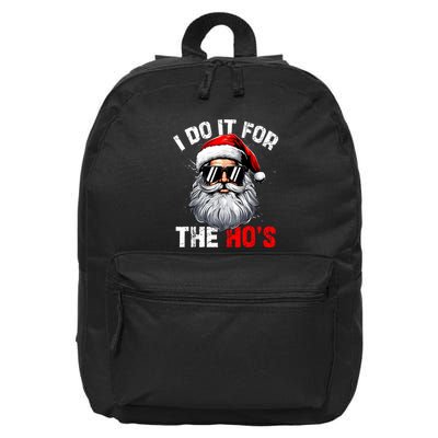 I Do It For The Hos Funny Inappropriate Christmas Santa Face 16 in Basic Backpack