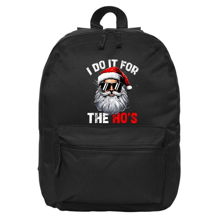 I Do It For The Hos Funny Inappropriate Christmas Santa Face 16 in Basic Backpack
