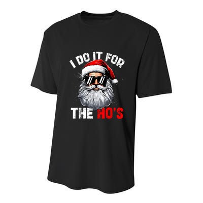 I Do It For The Hos Funny Inappropriate Christmas Santa Face Youth Performance Sprint T-Shirt