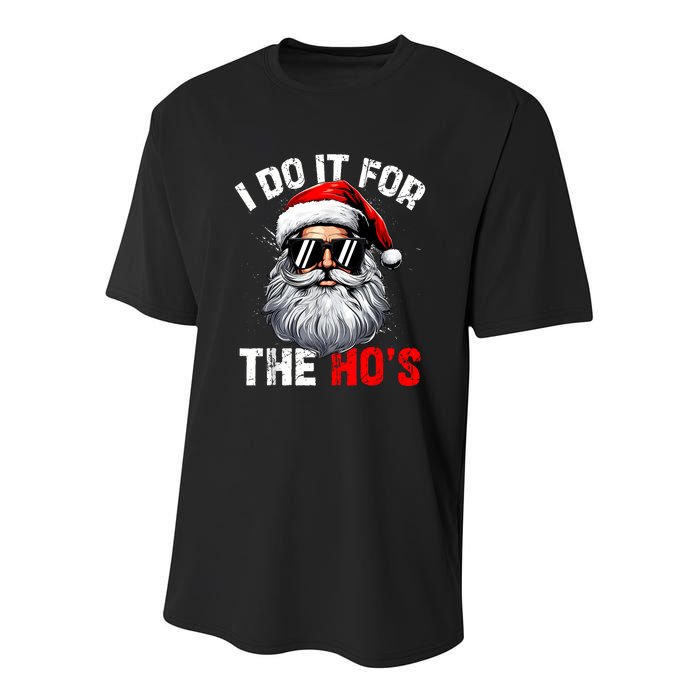 I Do It For The Hos Funny Inappropriate Christmas Santa Face Youth Performance Sprint T-Shirt