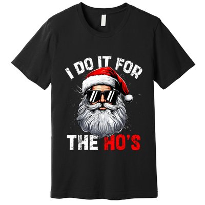 I Do It For The Hos Funny Inappropriate Christmas Santa Face Premium T-Shirt