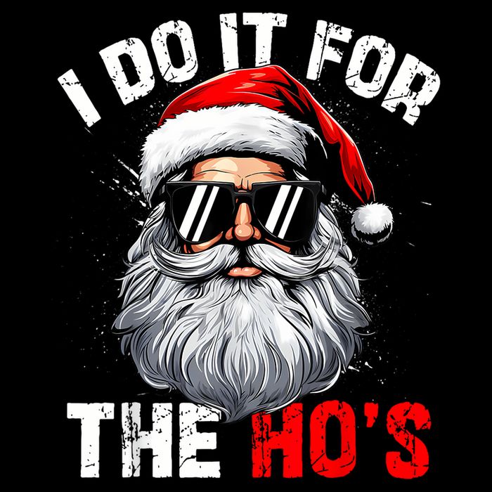 I Do It For The Hos Funny Inappropriate Christmas Santa Face Women's V-Neck T-Shirt