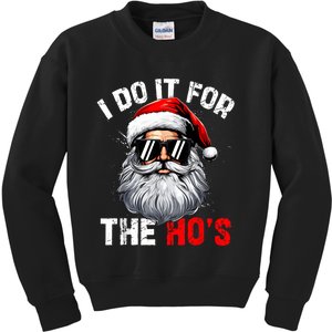 I Do It For The Hos Funny Inappropriate Christmas Santa Face Kids Sweatshirt