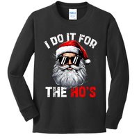 I Do It For The Hos Funny Inappropriate Christmas Santa Face Kids Long Sleeve Shirt