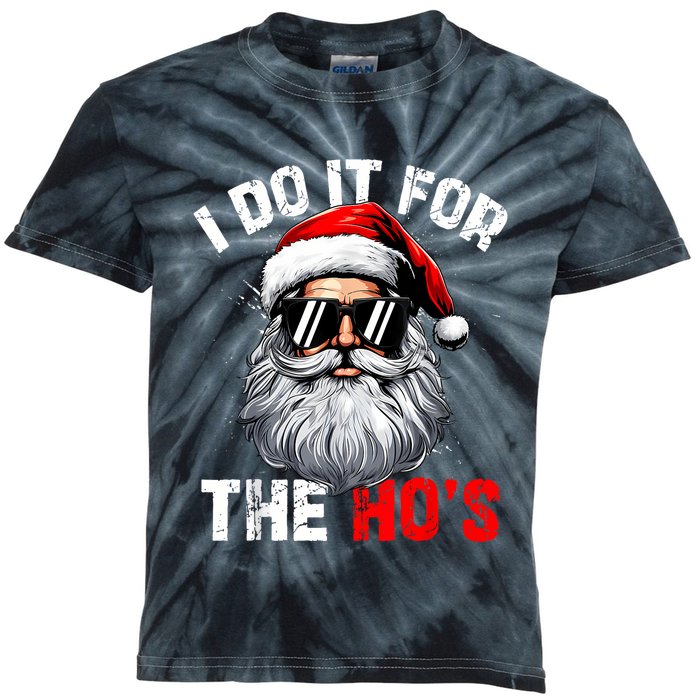 I Do It For The Hos Funny Inappropriate Christmas Santa Face Kids Tie-Dye T-Shirt