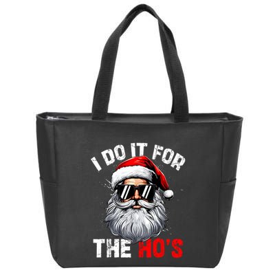 I Do It For The Hos Funny Inappropriate Christmas Santa Face Zip Tote Bag
