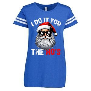 I Do It For The Hos Funny Inappropriate Christmas Santa Face Enza Ladies Jersey Football T-Shirt