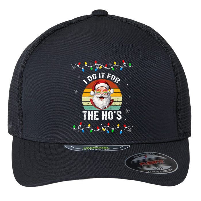 I Do It For The Hos Funny Inappropriate Christmas Santa Face Flexfit Unipanel Trucker Cap