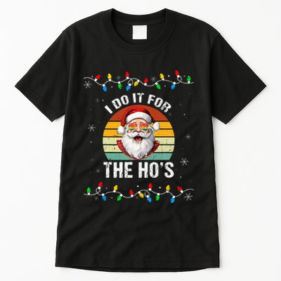 I Do It For The Hos Funny Inappropriate Christmas Santa Face Tall T-Shirt
