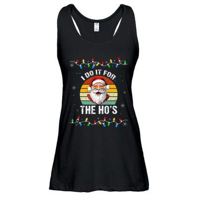 I Do It For The Hos Funny Inappropriate Christmas Santa Face Ladies Essential Flowy Tank