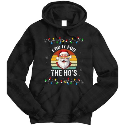 I Do It For The Hos Funny Inappropriate Christmas Santa Face Tie Dye Hoodie