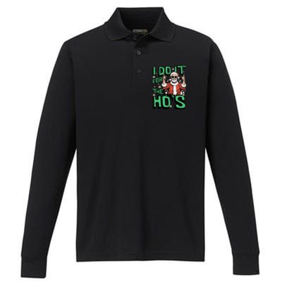 I Do It For The HoS Funny Christmas Santa Claus Performance Long Sleeve Polo