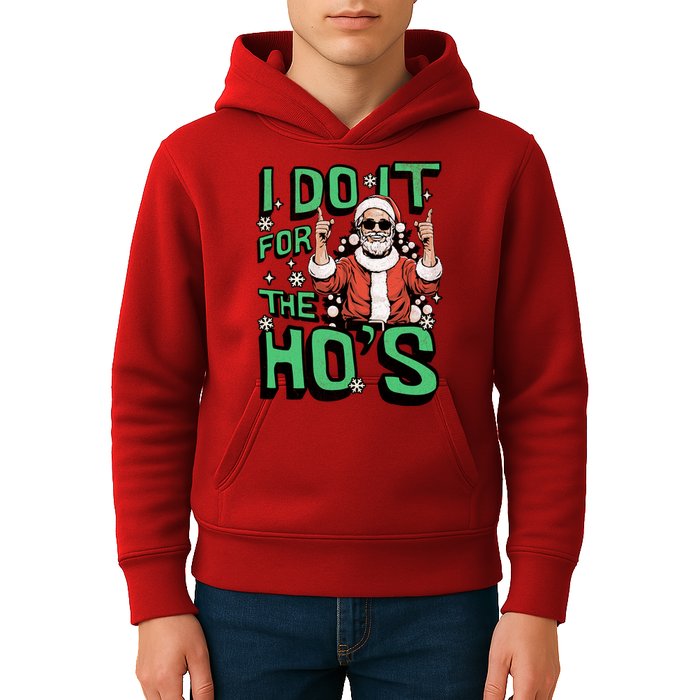 I Do It For The HoS Funny Christmas Santa Claus Kids Hoodie