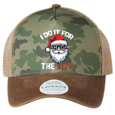 I Do It For The Hos Funny Inappropriate Christmas Santa Led Legacy Tie Dye Trucker Hat