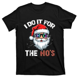 I Do It For The Hos Funny Inappropriate Christmas Santa Led T-Shirt