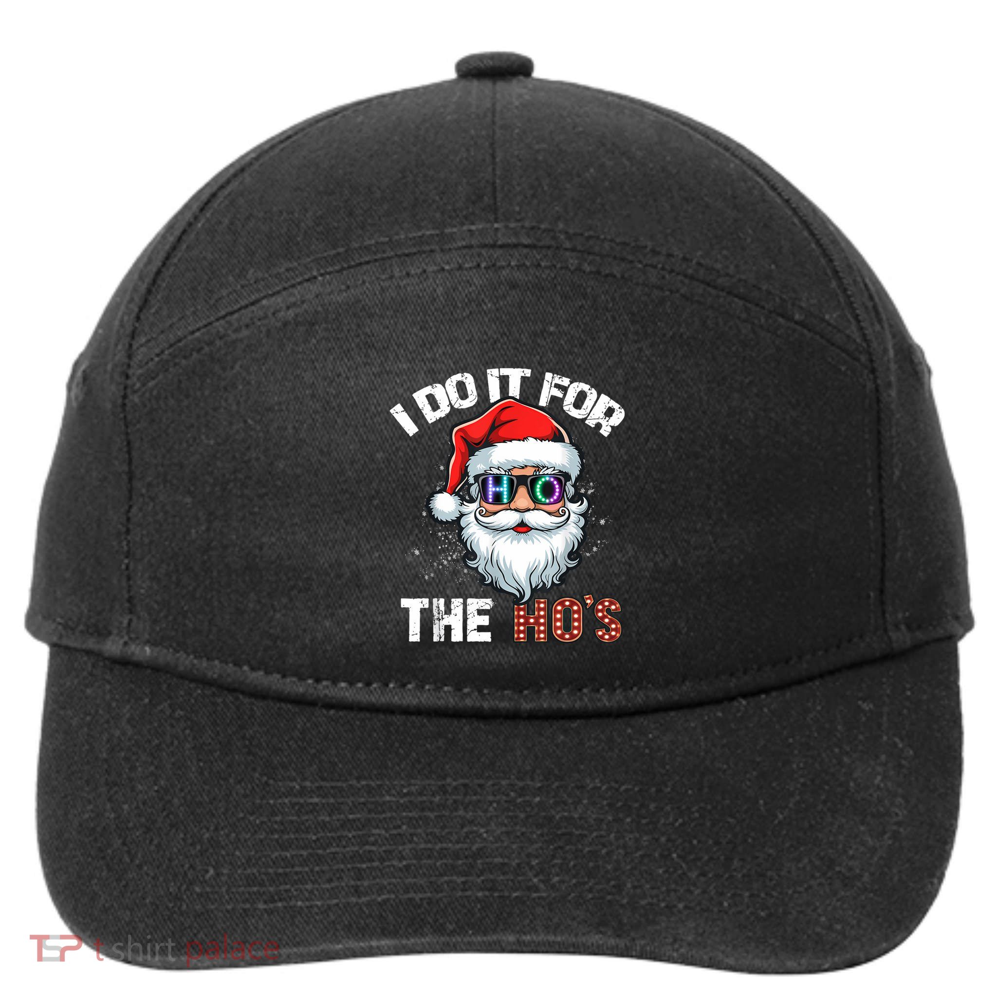 I Do It For The Hos Funny Inappropriate Christmas Santa Led 7-Panel Snapback Hat