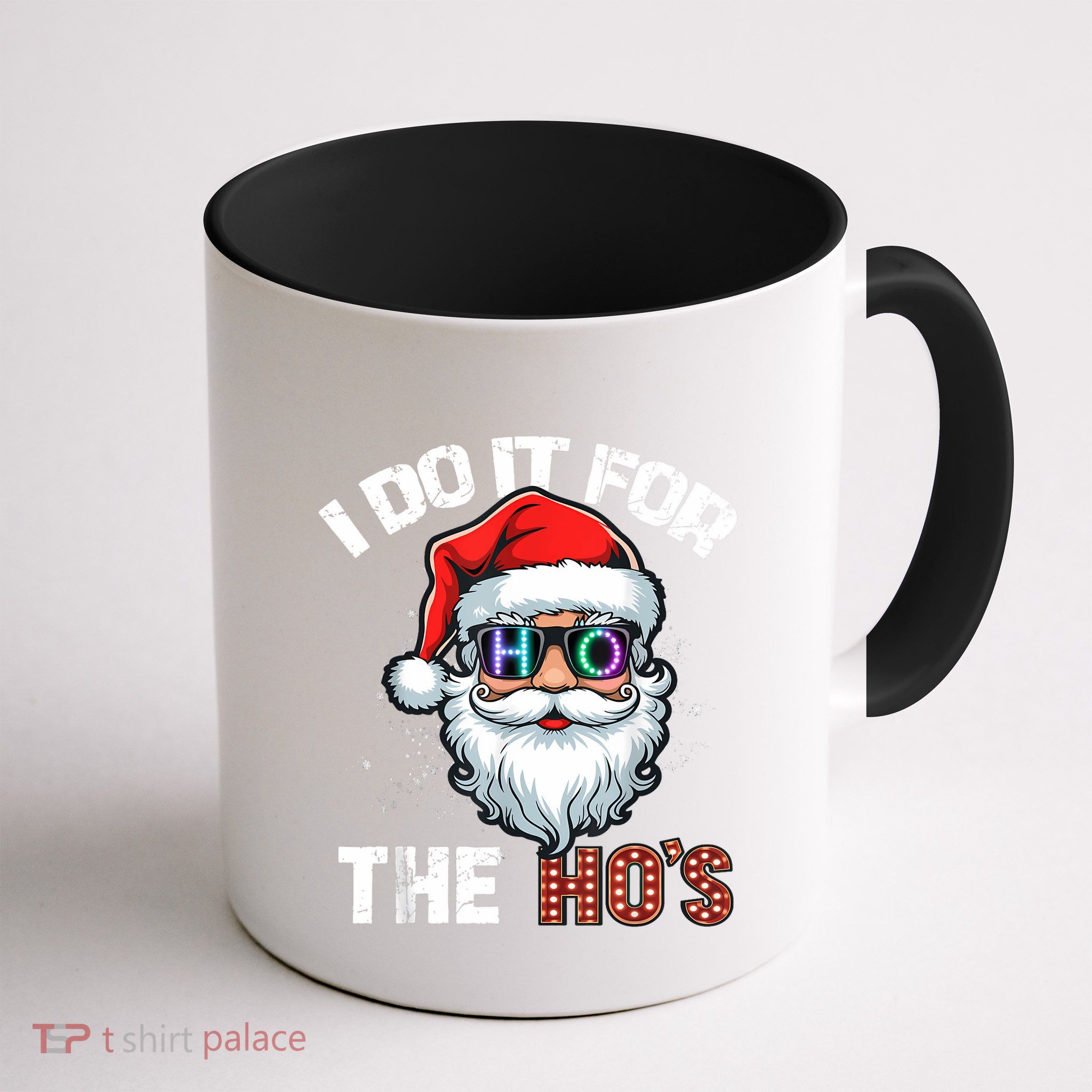 I Do It For The Hos Funny Inappropriate Christmas Santa Led Mug