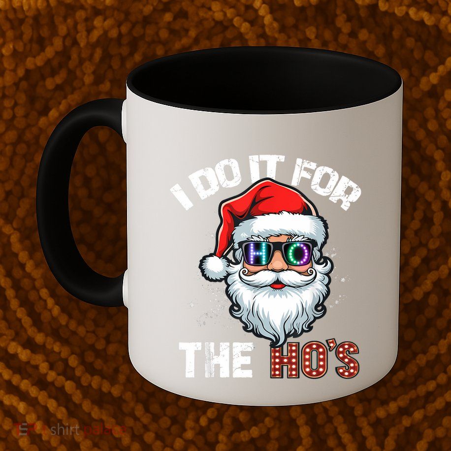 I Do It For The Hos Funny Inappropriate Christmas Santa Led Mug