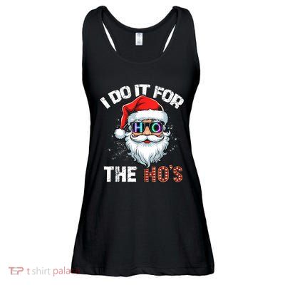 I Do It For The Hos Funny Inappropriate Christmas Santa Led Ladies Essential Flowy Tank
