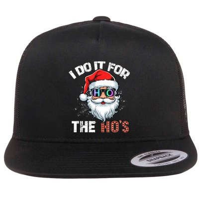 I Do It For The Hos Funny Inappropriate Christmas Santa Led Flat Bill Trucker Hat