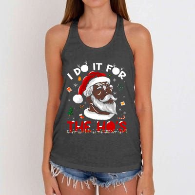 I Do It For The HoS African American Santa Black Xmas Pjs Women's Knotted Racerback Tank