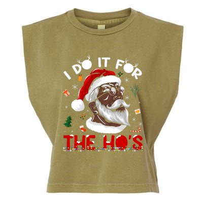 I Do It For The HoS African American Santa Black Xmas Pjs Garment-Dyed Women's Muscle Tee