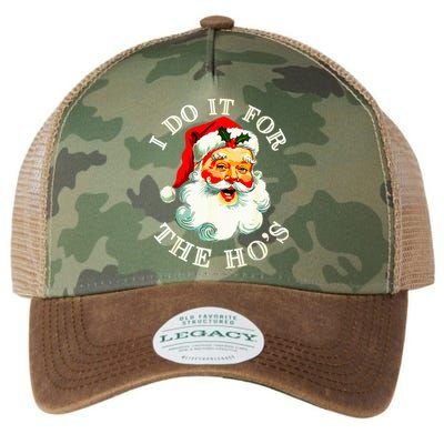 I Do It For The Hos Funny Inappropriate Christmas Santa Face Legacy Tie Dye Trucker Hat